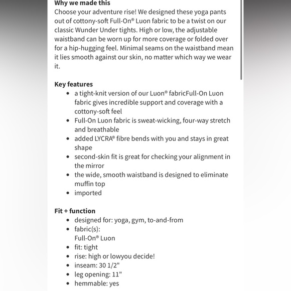 Lululemon Wunder Under Pant Full-On Luon (Roll Down) - Picture 6 of 11